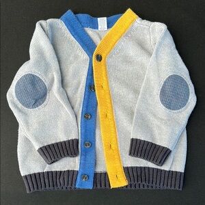 Stylish Kids Cardigan with Blue and Yellow Accents 18m